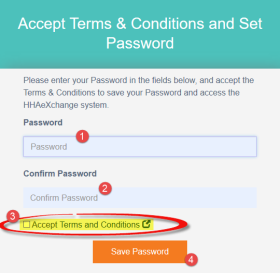 Create Password: With Terms and Conditions
